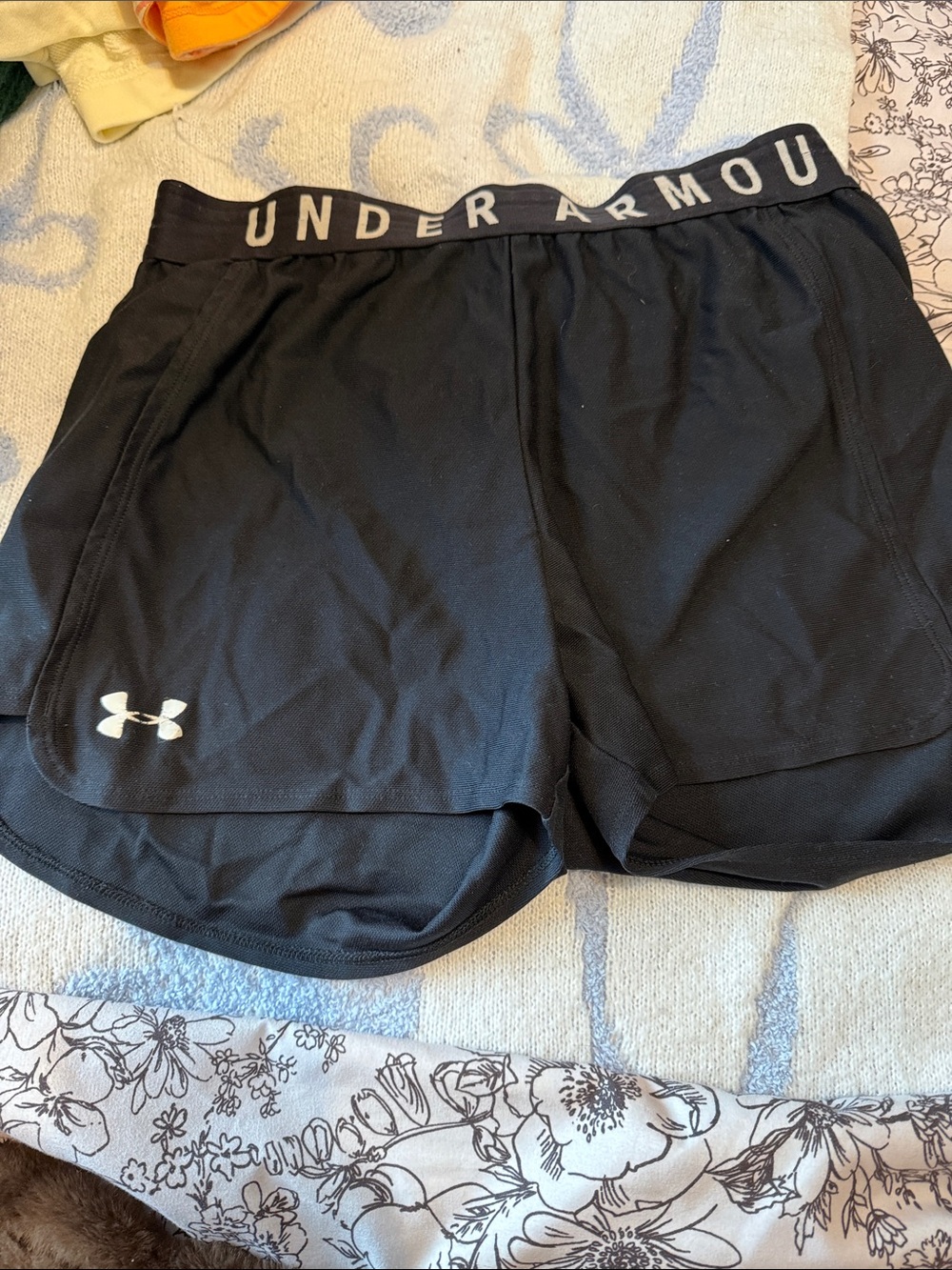 Under Armour Women's Black Athletic Shorts with Branded Waistband